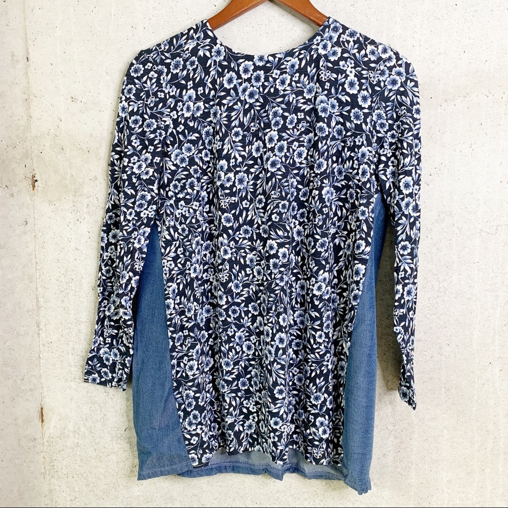 J. Jill chambray floral button back tunic small